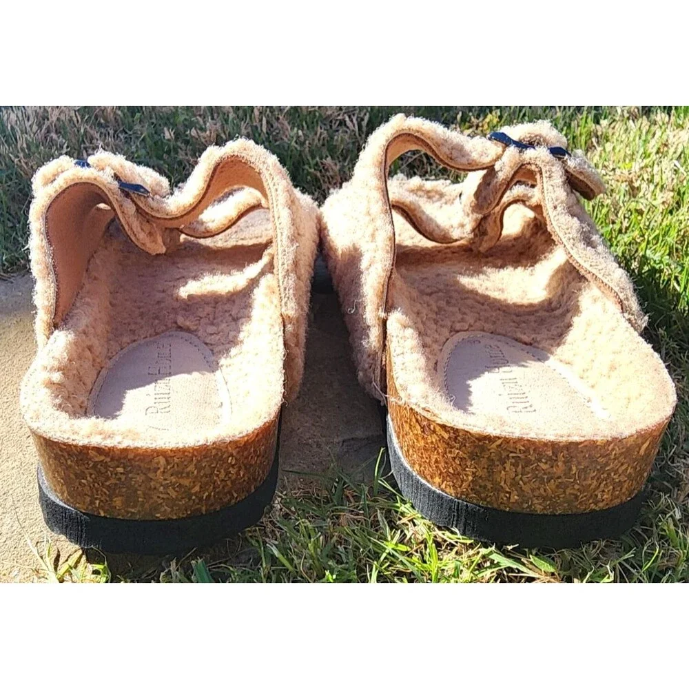 Girls Plush Faux Fur House Slippers Ruizu Size 9.5 Warm Winter Home Sandals